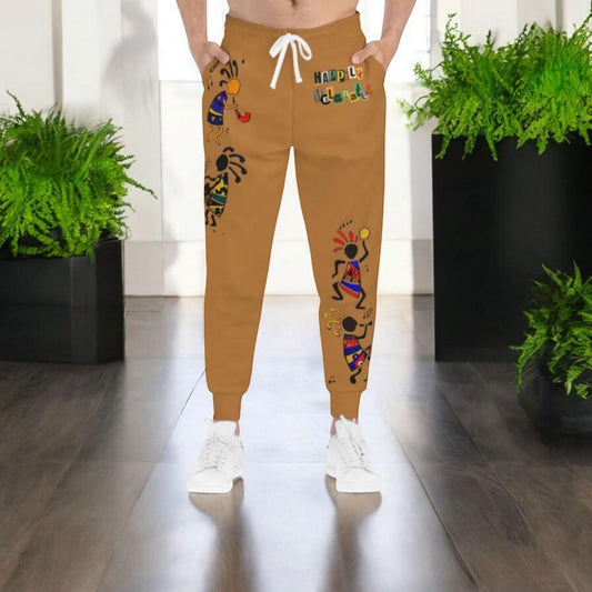 Afro Music Cartoon Art Unisex Athletic Joggers, Handcrafted Jogger Pants, Music Lover Gift