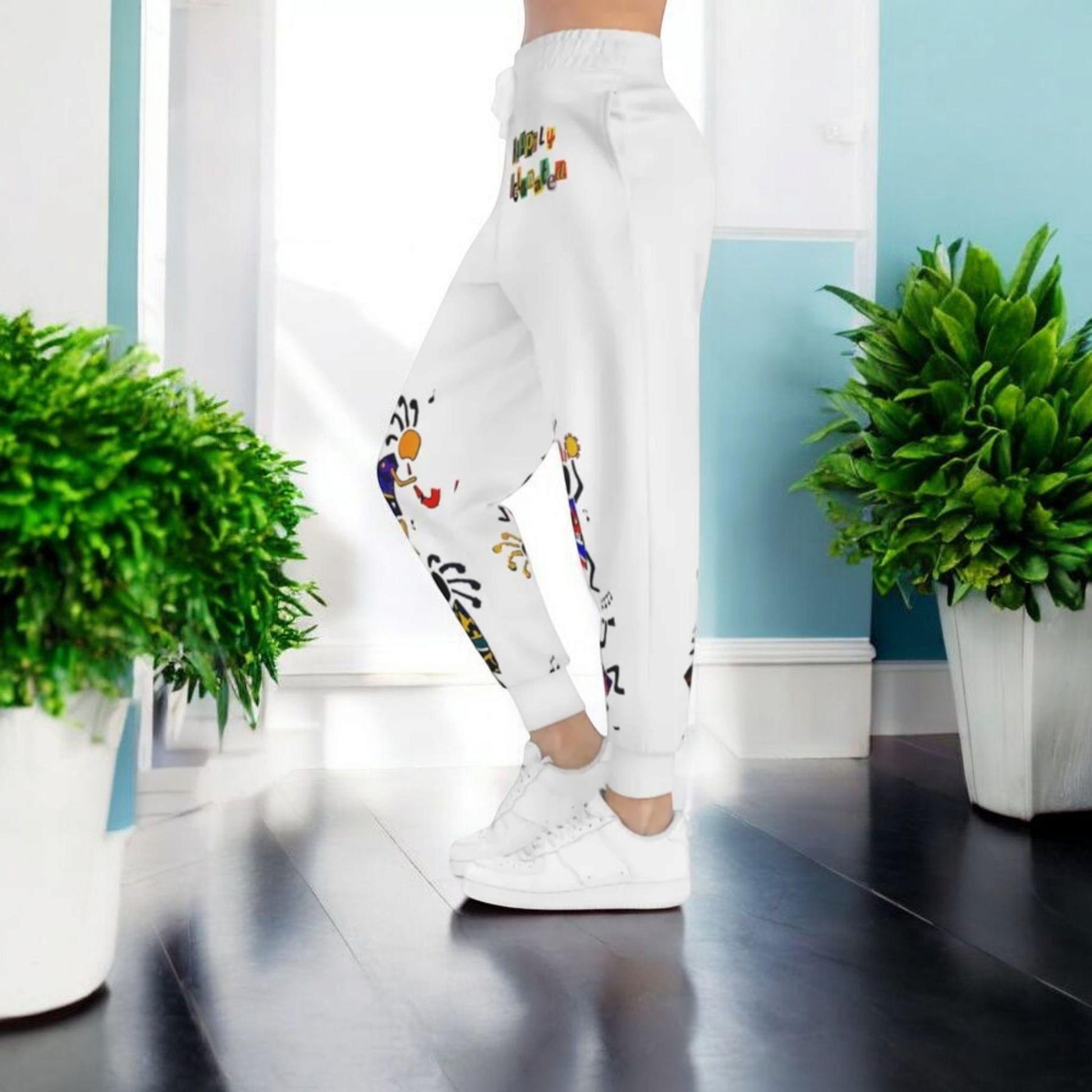Handcrafted Afro Music Cartoon Art Athletic Joggers, Unisex Sweatpants