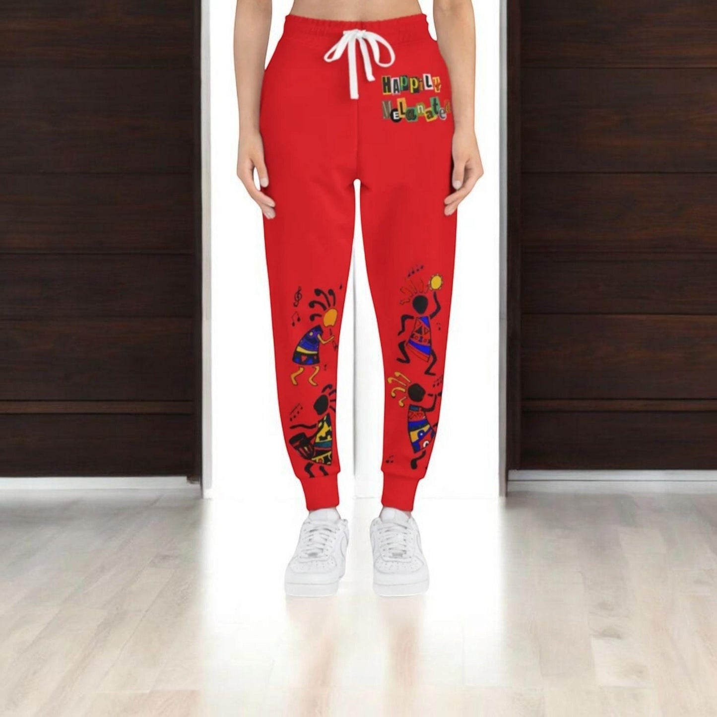 Afro Music Cartoon Art Unisex Athletic Joggers, Handcrafted Jogger Pants, Music Lover Gift