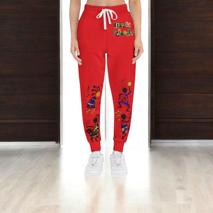 Afro Music Cartoon Art Unisex Athletic Joggers, Handcrafted Jogger Pants, Music Lover Gift