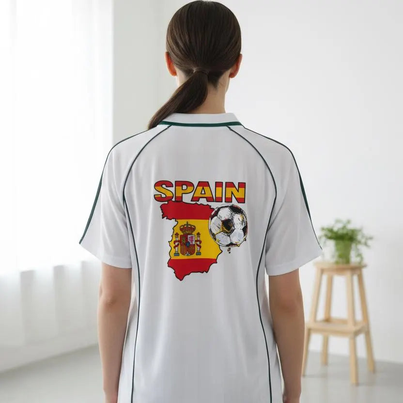 Spain Flag Themed Graphic Stripe Collared Soccer Jersey