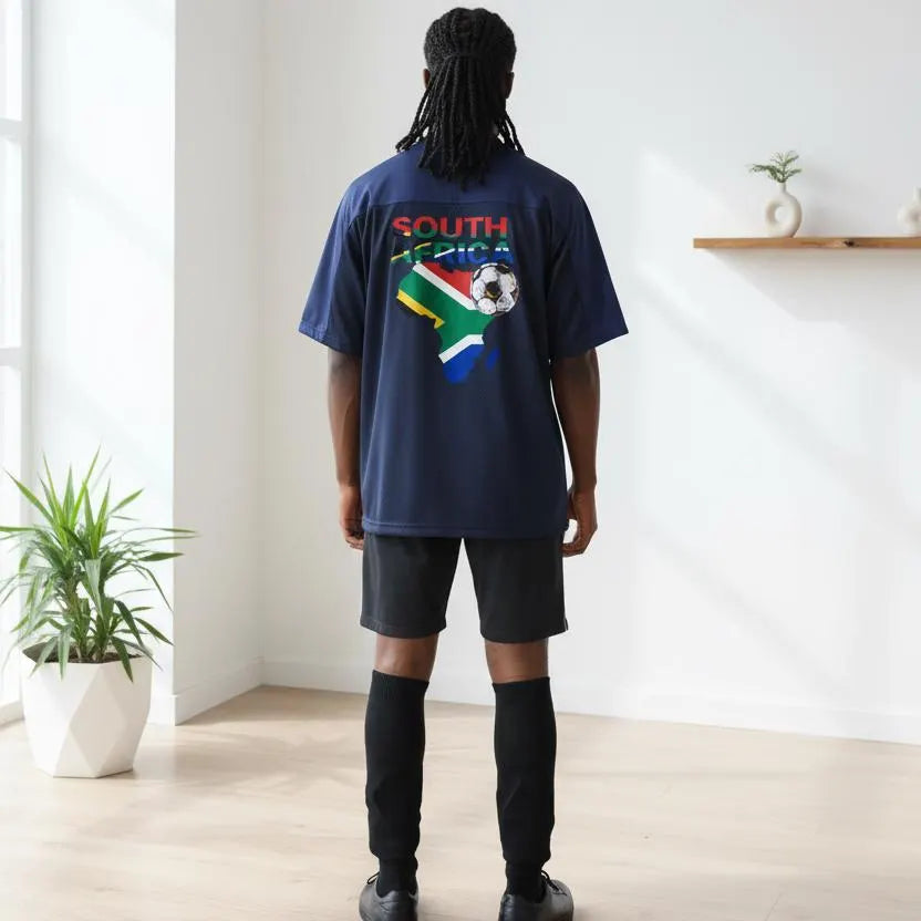 South African Flag Themed Graphic  Mesh V-Neck Soccer Jersey
