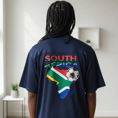 South African Flag Themed Graphic  Mesh V-Neck Soccer Jersey