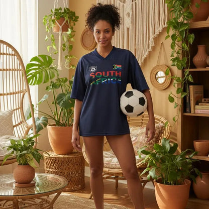 South African Flag Themed Graphic  Mesh V-Neck Soccer Jersey