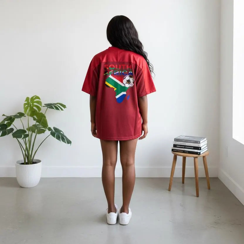 South African Flag Themed Graphic  Mesh V-Neck Soccer Jersey