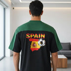 Spain Flag-Inspired Graphic Mesh V-Neck Soccer Jersey ODMPOD
