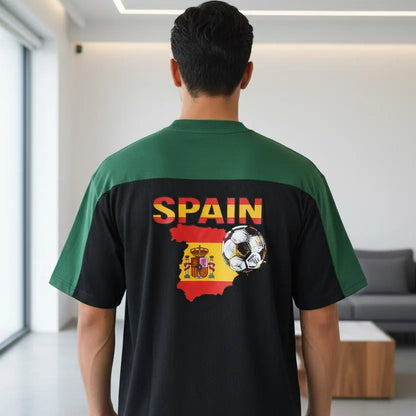 Spain Flag Themed Graphic Mesh V-Neck Soccer Jersey