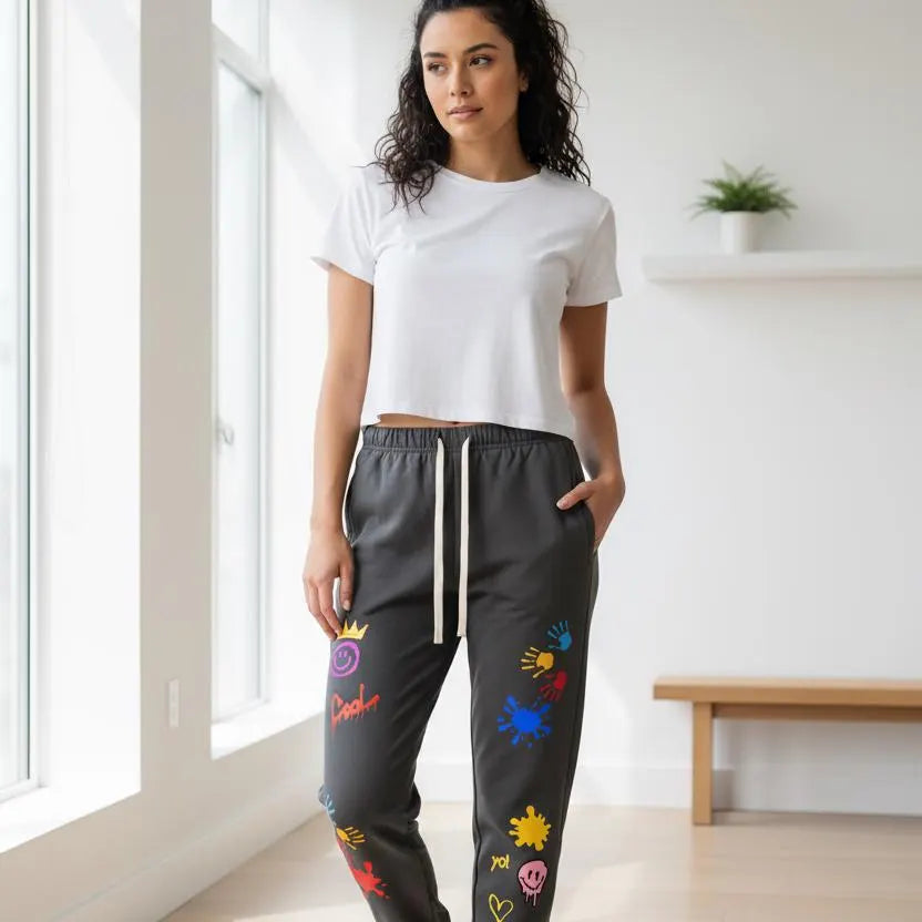 Unisex Color Splat Art Graphic Essential Heavyweight Cotton Sweatpants