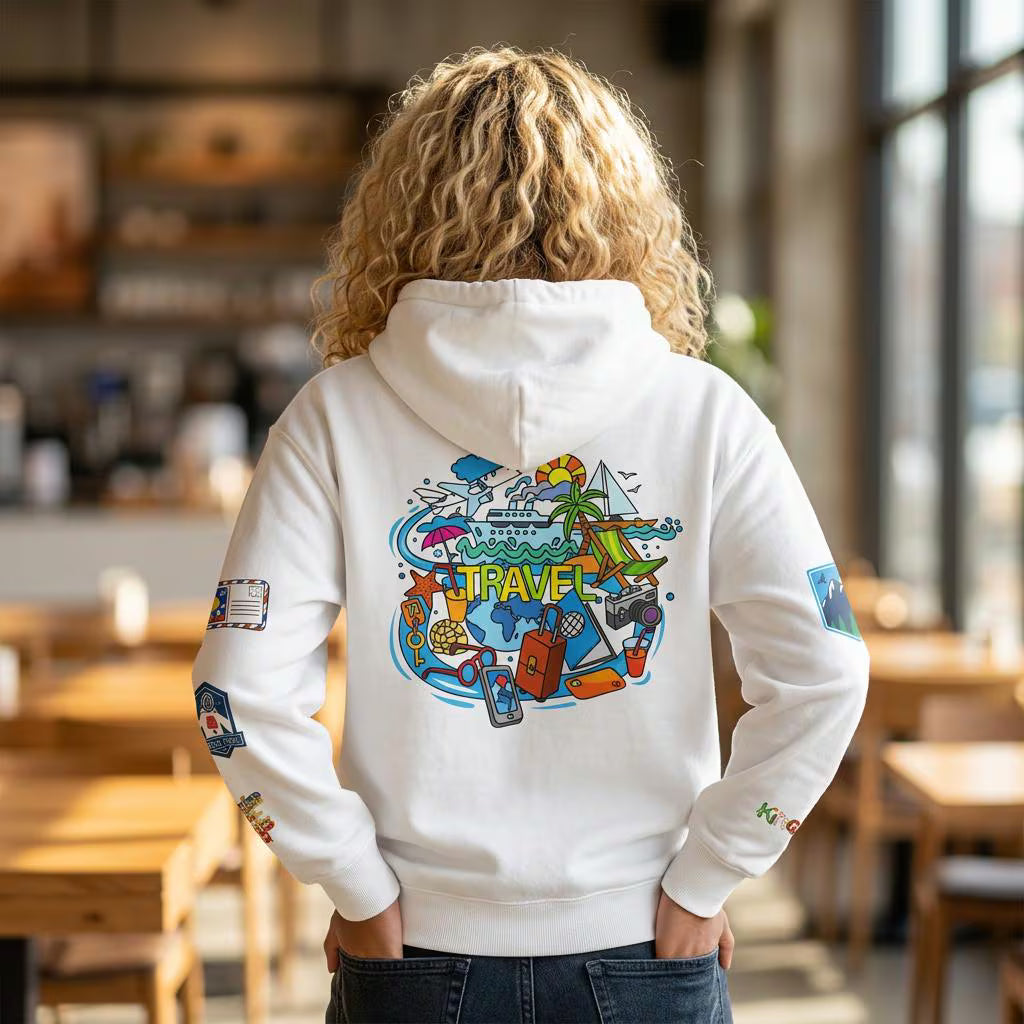 Vacation Mode Graphic Hoodie, Travel Enthusiast Unisex Hoodie,