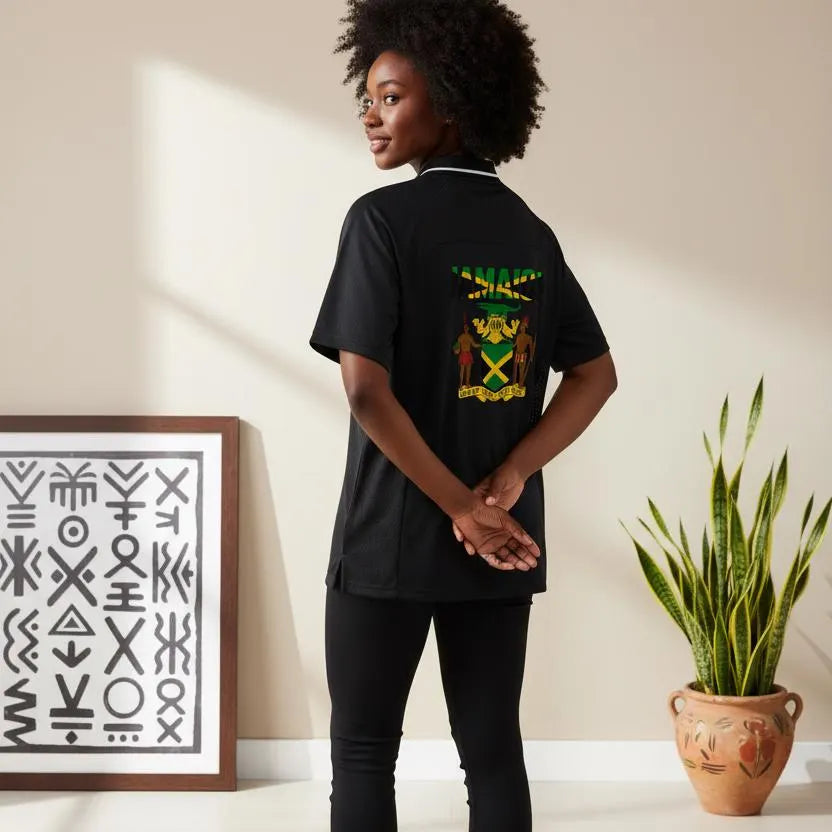 Jamaican Flag Themed Graphic V-Neck Soccer Jersey
