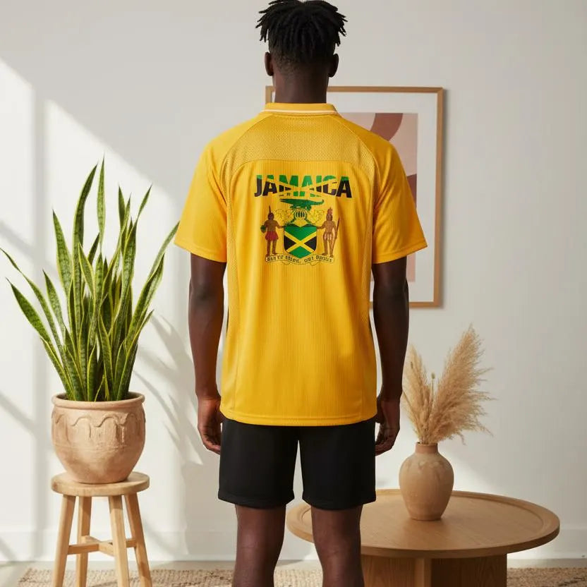 Jamaican Flag Themed Graphic V-Neck Soccer Jersey