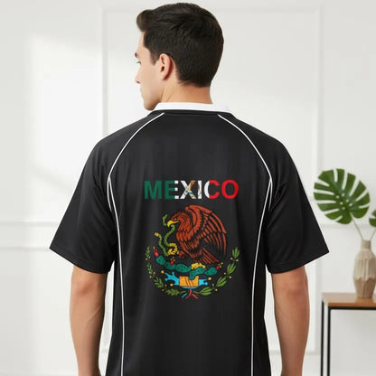 Mexico Flag Themed Graphic Stripe Collared Soccer Jersey