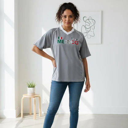 Mexico Flag Themed Graphic Stripe Collared Soccer Jersey