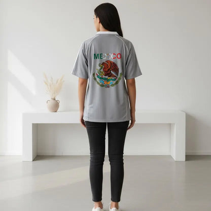 Mexico Flag Themed Graphic Stripe Collared Soccer Jersey