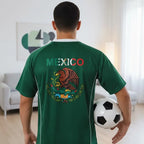Mexico-Themed Unisex Graphic Striped Collared Soccer Jersey Featuring The National Flag Motif. ODMPOD