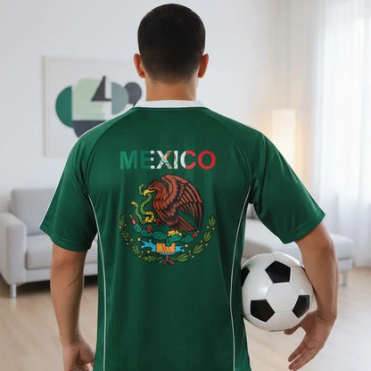 Mexico Flag Themed Graphic Stripe Collared Soccer Jersey