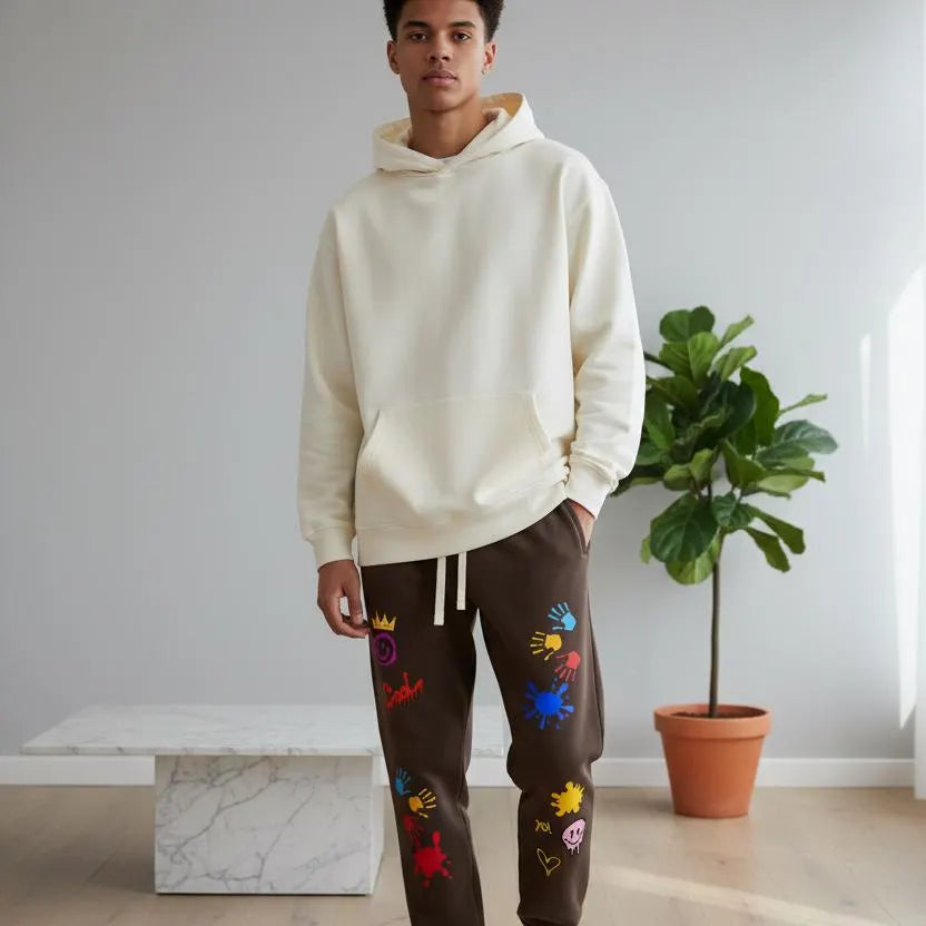 Unisex Color Splat Art Graphic Essential Heavyweight Cotton Sweatpants