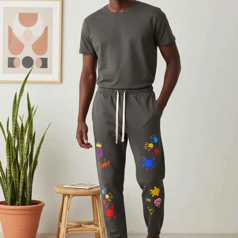 Unisex Color Splat Art Graphic Essential Heavyweight Cotton Sweatpants