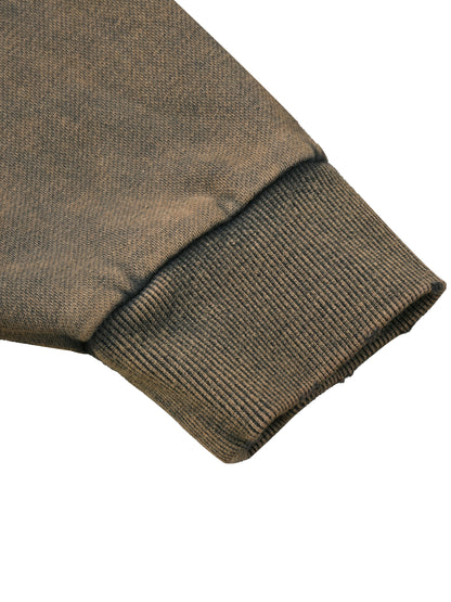 Medieval Dragon Themed Graphic Vintage Washed Frayed-Hem Hoodie