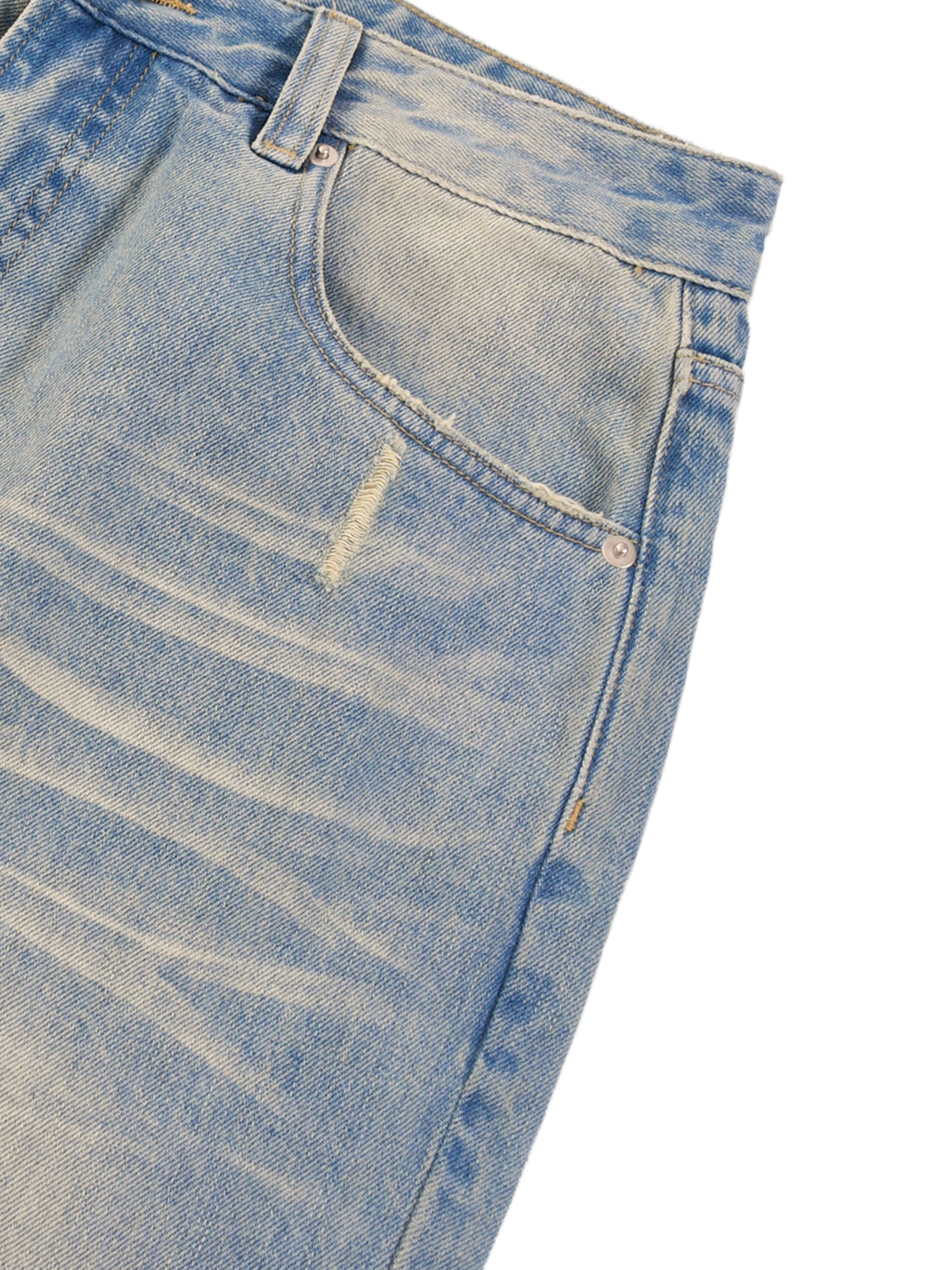 Unisex's Sticker Themed Graphic Sun Fade Raw Hem Denim Jeans