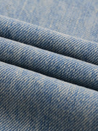 Denim Jeans Featuring a Raw Hem and Colorful Dragon Art with a Faded Sun Effect ODMPOD