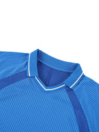 Chile Flag Themed Graphic Striped V-Neck Soccer Jersey ODMPOD