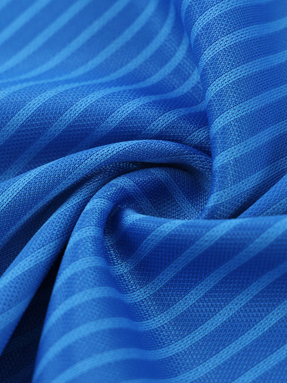 El Salvador Flag Themed Striped V-Neck Soccer Unisex Jersey