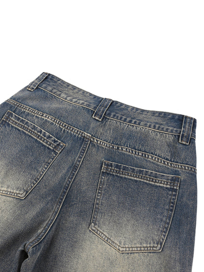 Tiger Art Graphic Unisex Vintage Wash Baggy Denim Shorts