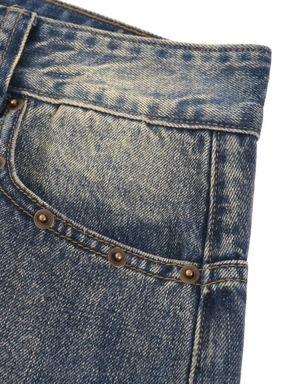 Tiger Art Graphic Unisex Vintage Wash Baggy Denim Shorts