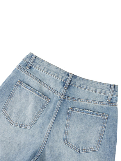 Afro Queen Graphic Women's Vintage Wash Distressed Wide Leg Jeans