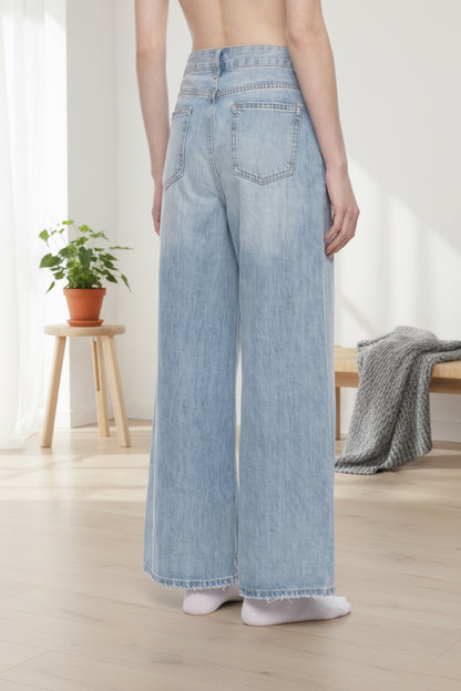 Sticker  Animal Print Graphic Women's Vintage Wash Distressed Wide Leg Jeans