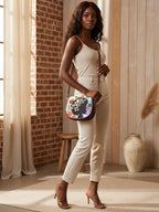 Tambourine Bag Featuring Afro-inspired Graffiti Artwork and a Single Strap Yoycol