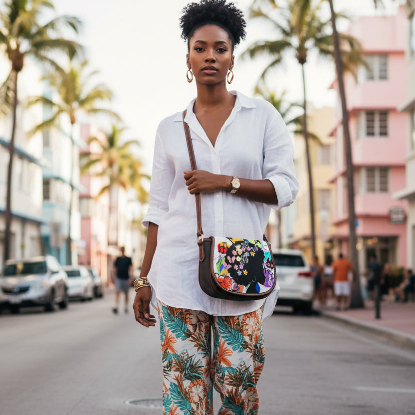 Afro Art, Graffiti Art Inspired Tambourin Bag With Single Strap