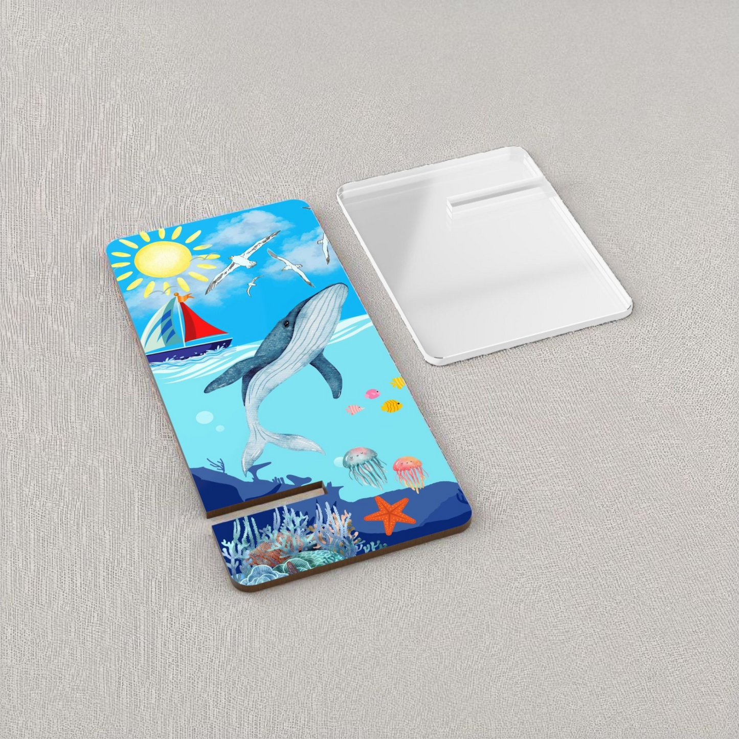 Ocean-Themed Smartphone Stand with Whale Design