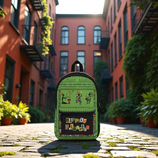 Unique Afro Music Backpack, Music Lover Bag, Cartoon Print Rucksack, Ethnic Design