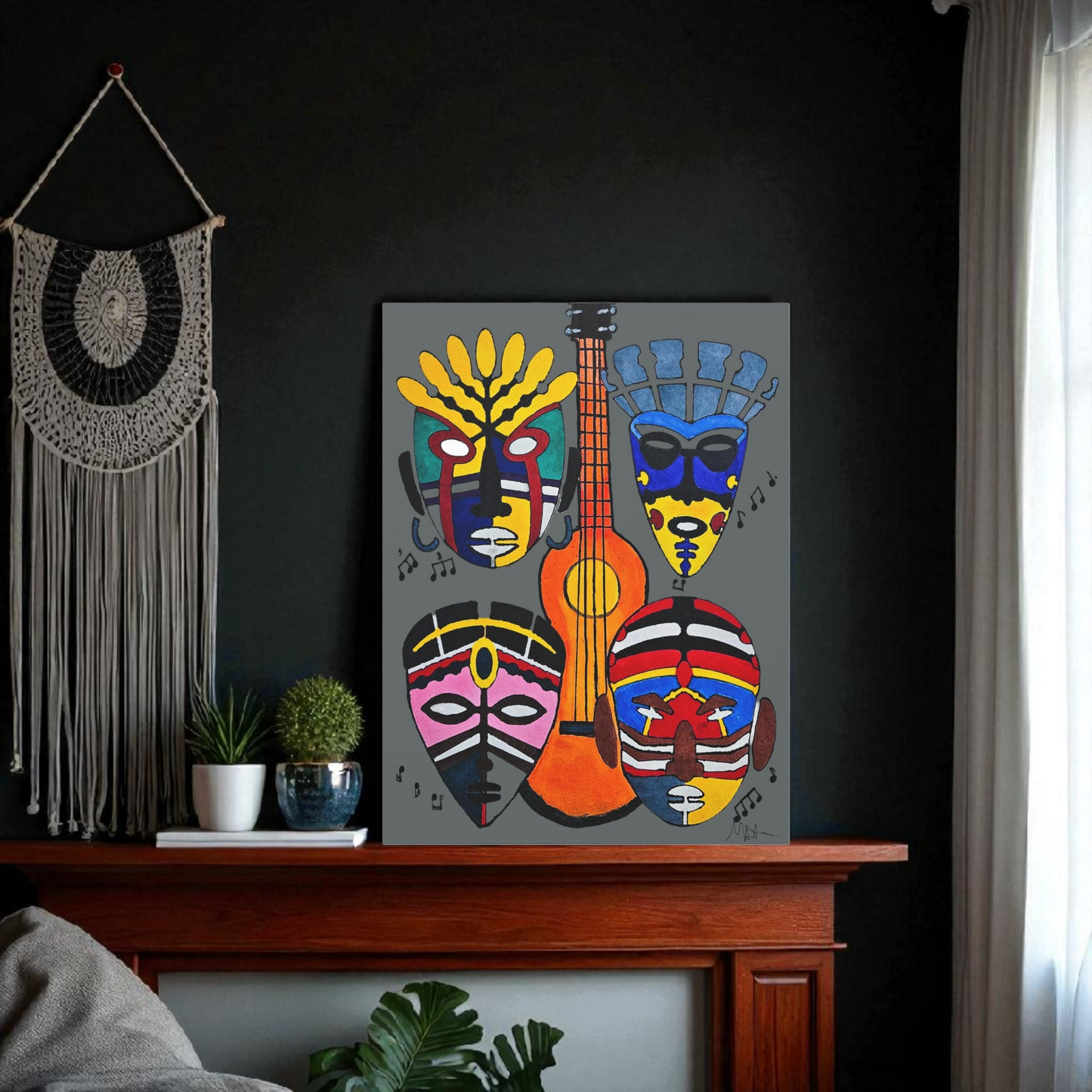 Tribal Mask Acrylic Prints, Wall Art Decor, Native American Artwork, Home Office Decor