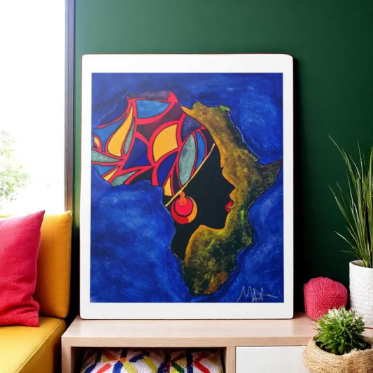 Ethnic Wall Art -Abstract Africa Map Painting on Metal, Detailed Handcrafted Continent Illustration