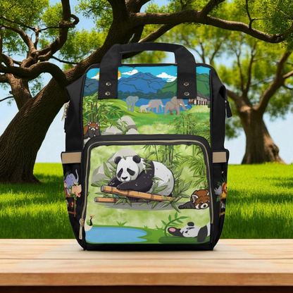 Eco-Friendly Panda Design Diaper Backpack for Parents on the Go