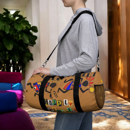 Afro Music Cartoon Piano Art Handcrafted Duffel Bag - Musician Gift, Travel Bag
