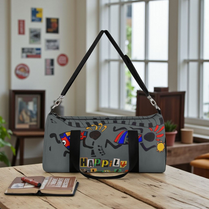 Afro Music Cartoon Piano Art Handcrafted Duffel Bag - Musician Gift, Travel Bag, Music Lover Gym Bag