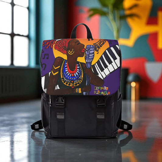 Afro Singer, Music-Inspired Unisex Shoulder Backpack - Stylish & Functional