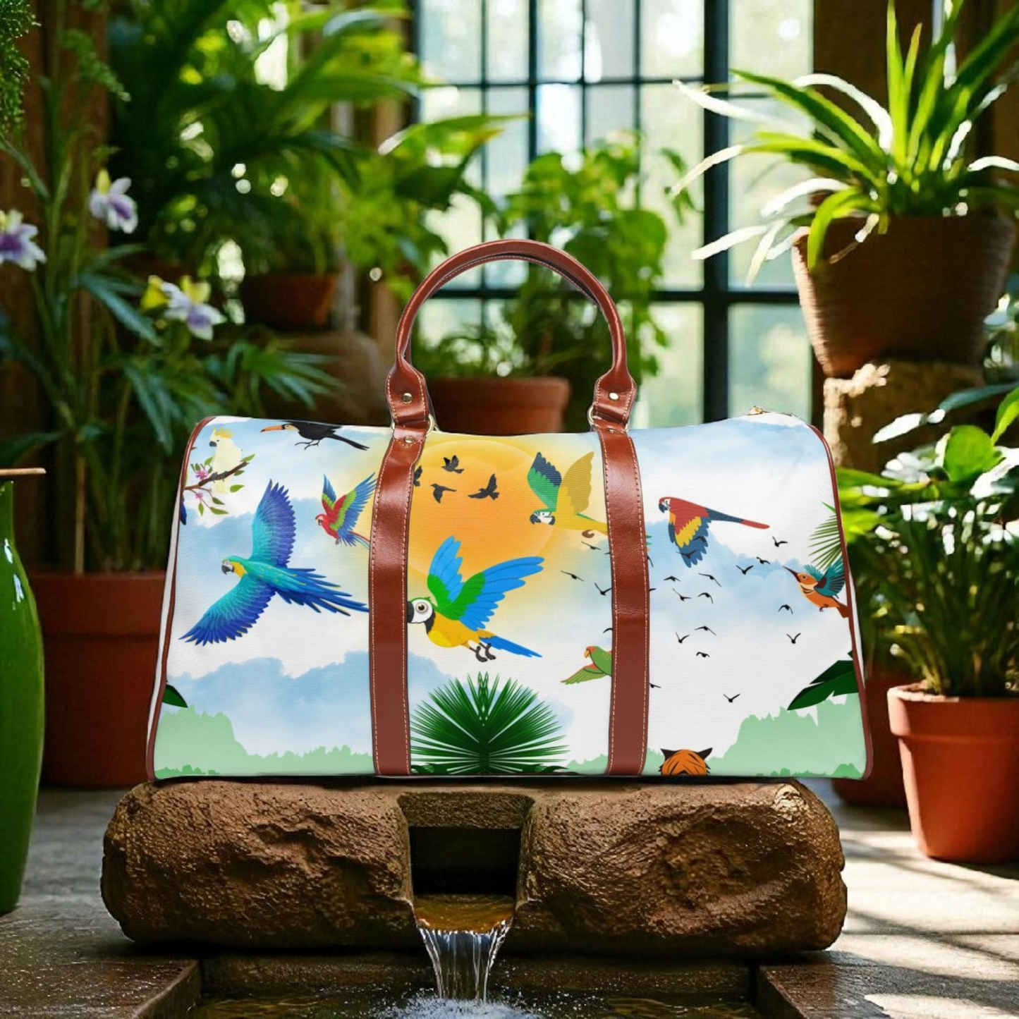 Vibrant Tropical Waterproof Travel Bag - Perfect for Adventurers and Getaways