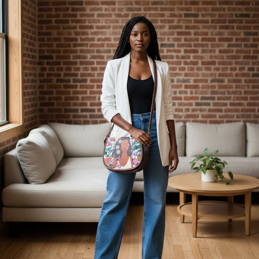 Single-strap Bag featuring  Afro-inspired Art and Music Design Yoycol