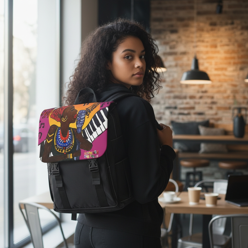 Afro Singer, Ethnic Music-Inspired Unisex Shoulder Backpack - Stylish & Functional Printify