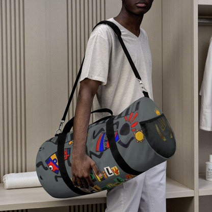 Afro Music Cartoon Piano Art Handcrafted Duffel Bag - Musician Gift, Travel Bag, Music Lover Gym Bag
