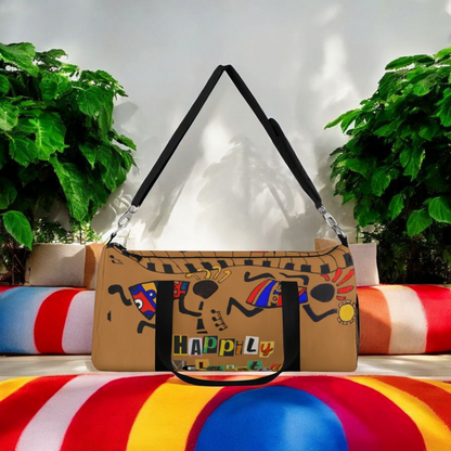 Afro Music Cartoon Piano Art Handcrafted Duffel Bag - Musician Gift, Travel Bag