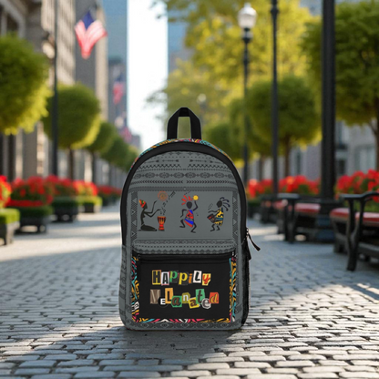 Afro Music Backpack, Music Lover Bag, Cartoon Print Rucksack, Ethnic Design