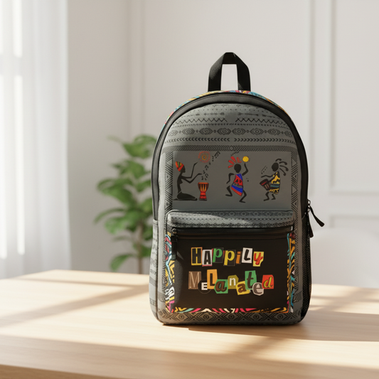 Afro Music Backpack, Music Lover Bag, Cartoon Print Rucksack, Ethnic Design