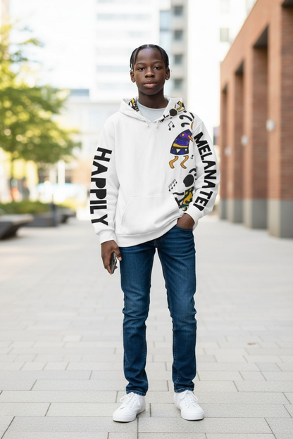 Hand-Drawn Afro Music Motifs Allover Hoodie, Unisex Streetwear for All