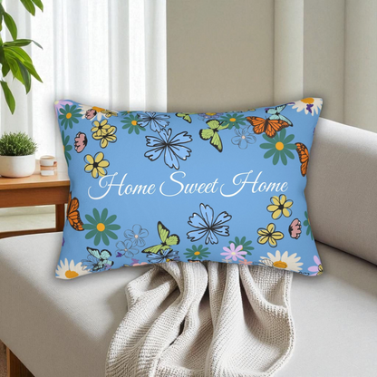 Home Sweet Home Floral Lumbar Pillow - Cozy Accent for Living Room